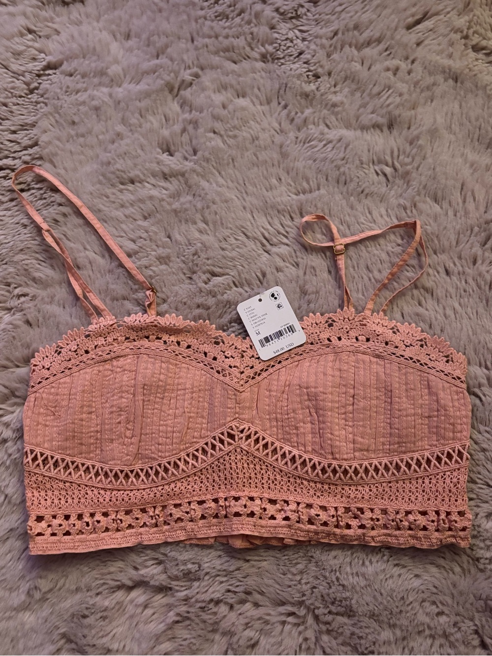 NWT Free people- Women's Dusty Rose Lace Bralette Top